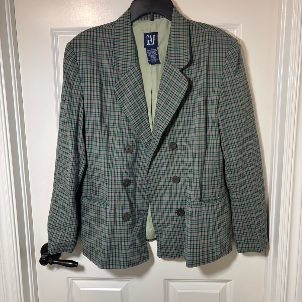 Gap Multicolored Plaid Cotton Blazer Jacket Women's Size 12